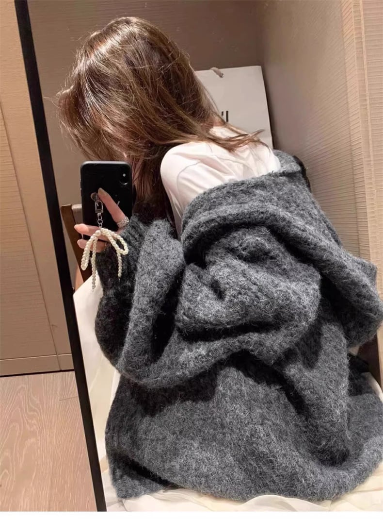 【outer】フード付きニットカーデ　M27751