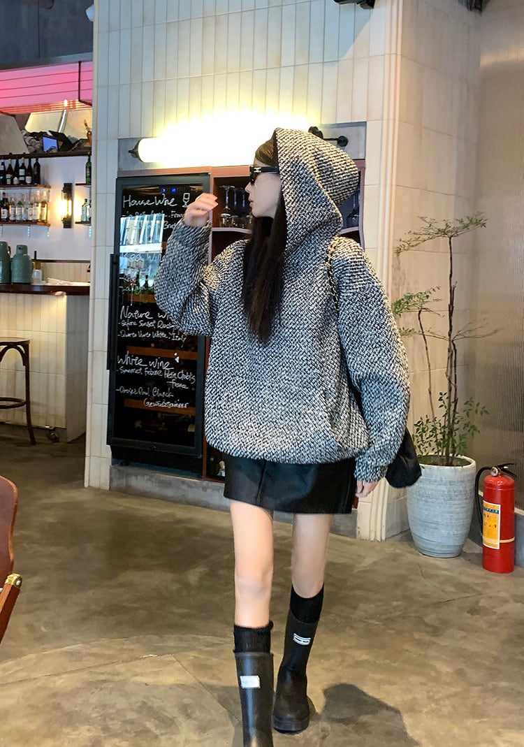 【tops】フード付き厚手パーカーG19985