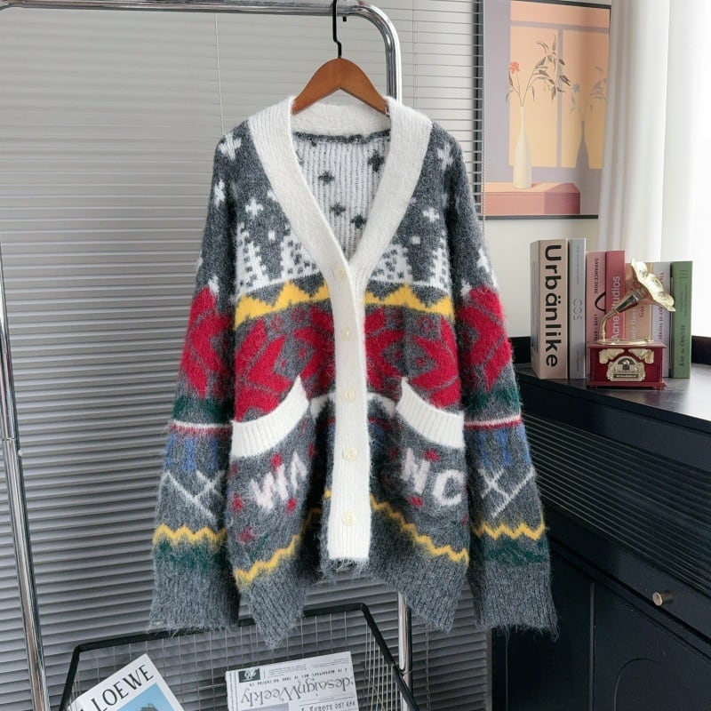 【outer】カラフルニットカーディガン Q7140