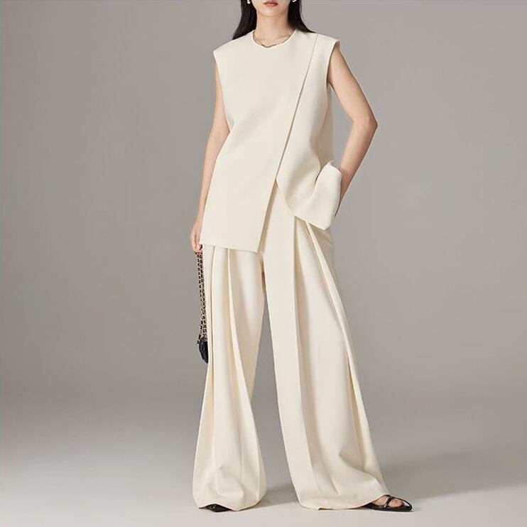 【set】スーツベスト+ギャザーガウチョパンツ２点セットG21397