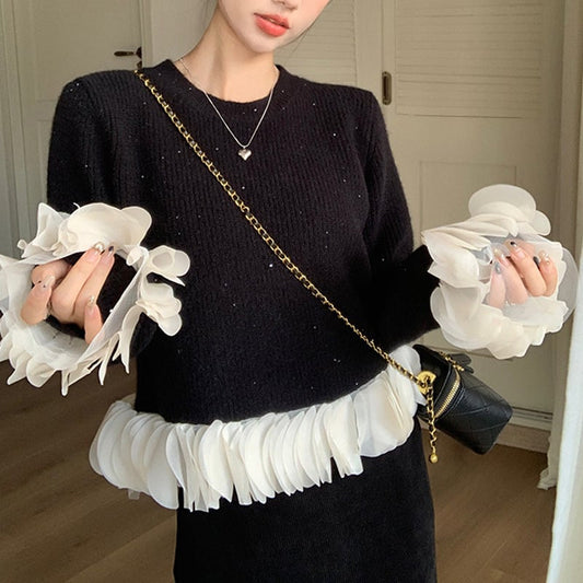 【tops】フレアスリーブニットセーターF6875