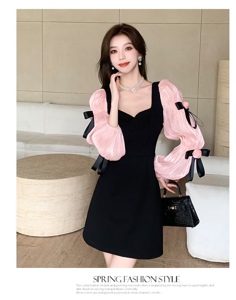 【dress】リボンランタンスリーブワンピース G21129