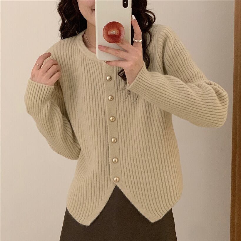 【outer】クルーネックニットカーデ　M18884