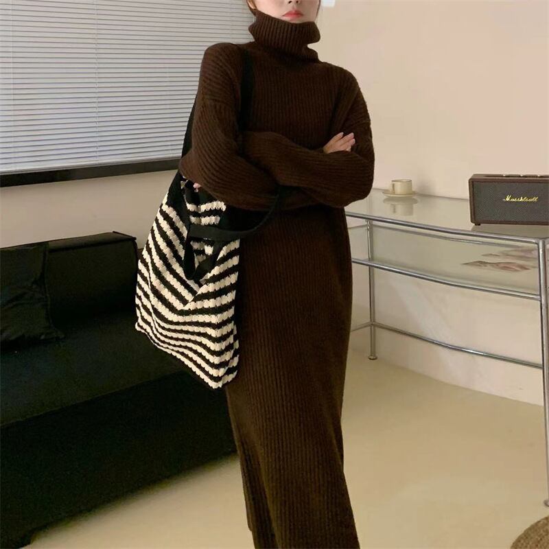 【dress】無地ニットワンピース　M19129