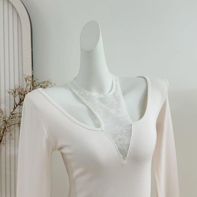 【tops】レースドッキングトップス Q7635