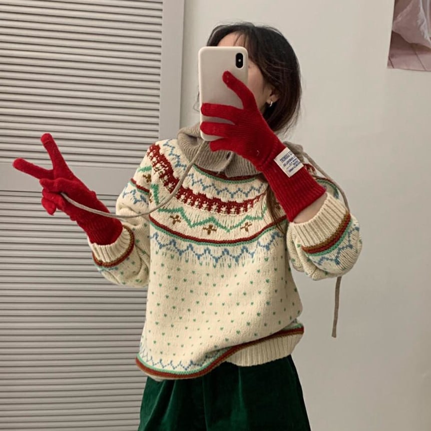 【tops】ジャカードニットセーター　M27107