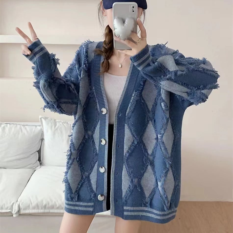 【outer】Vネックニットカーデ　M26055