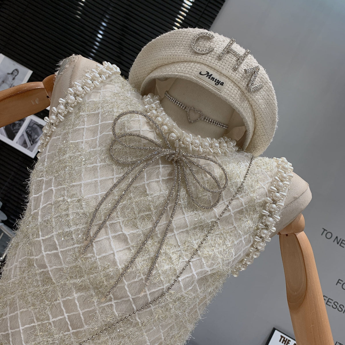 【dress】パールリボン付きワンピース　M24006