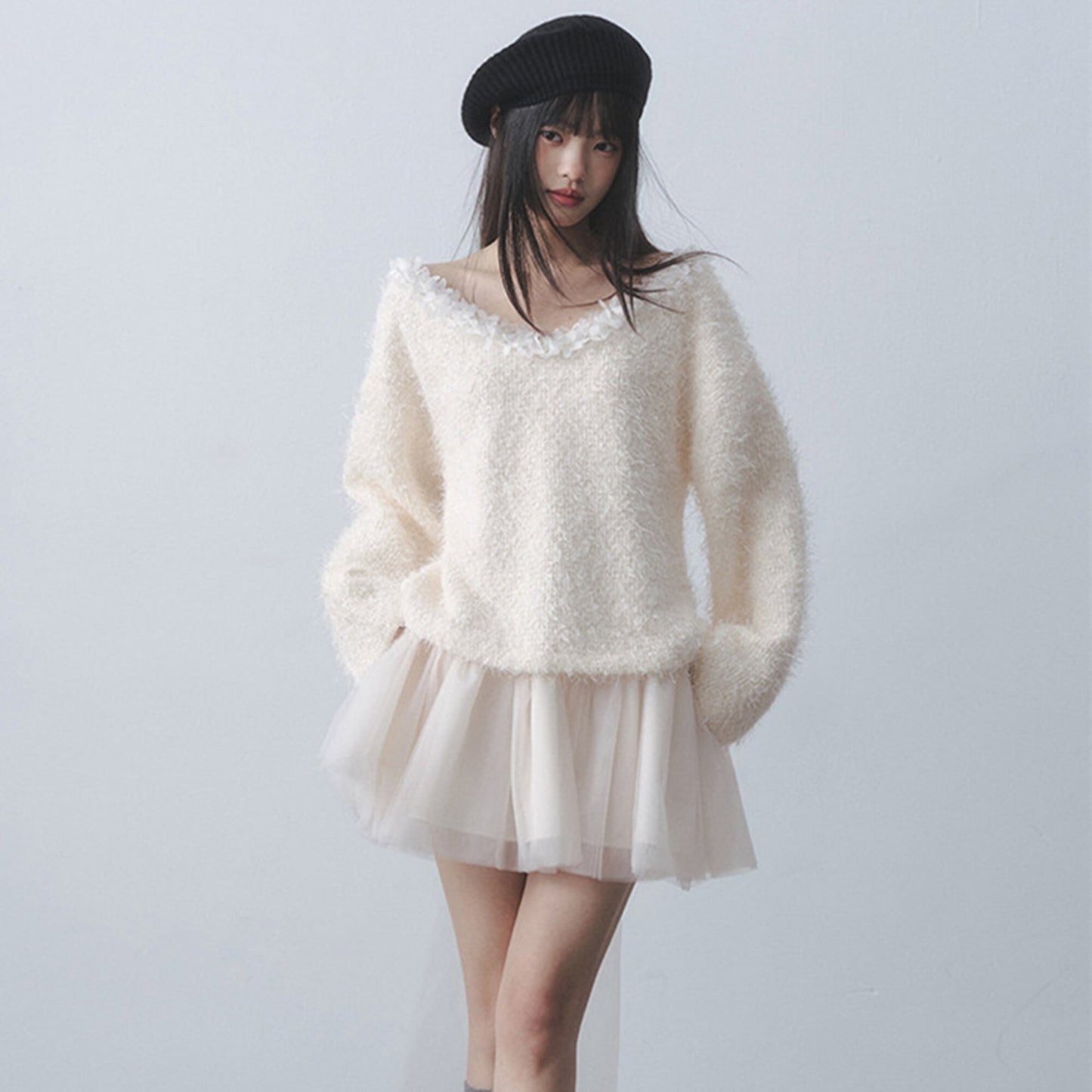 【dress】リボンチュールドッキングミニワンピース　N3522