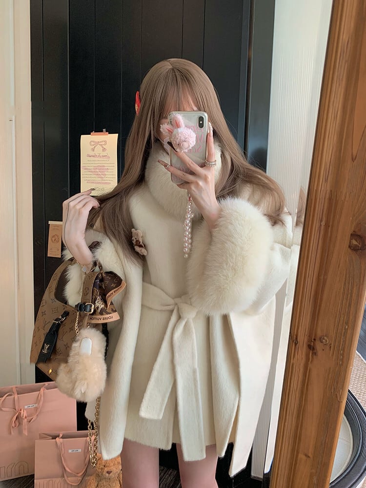【outer】袖ファーショートケープコート　N3313