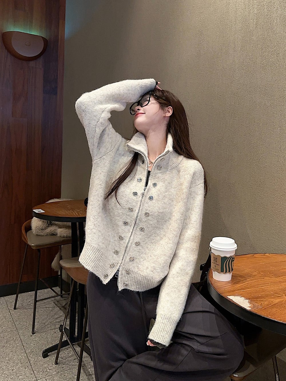 【outer】ファスナーニットカーデ　M28861