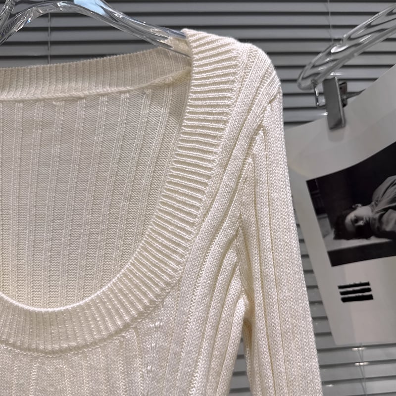 【tops】袖ファーニットトップス Q7333