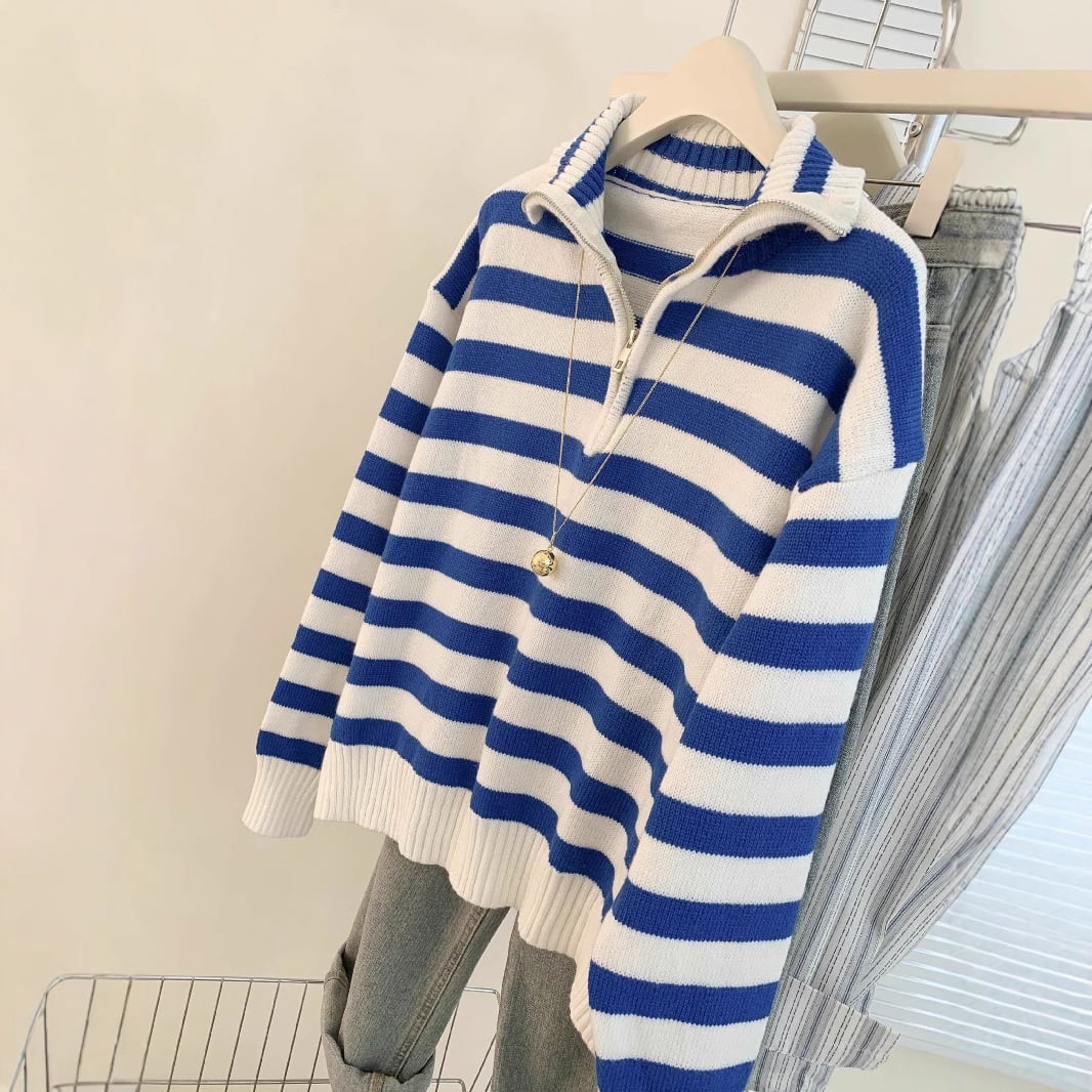【tops】ボーダー柄ニットセーター　M29214