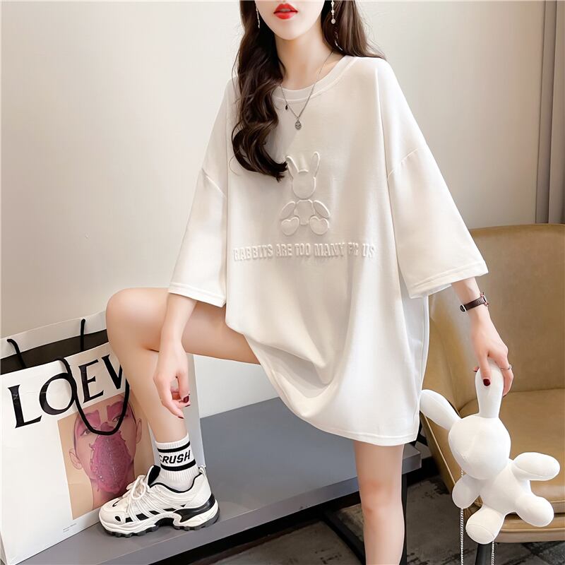 【tops】清新合わせやすい3色ラウンドネック半袖着回しゆったりTシャツF0311