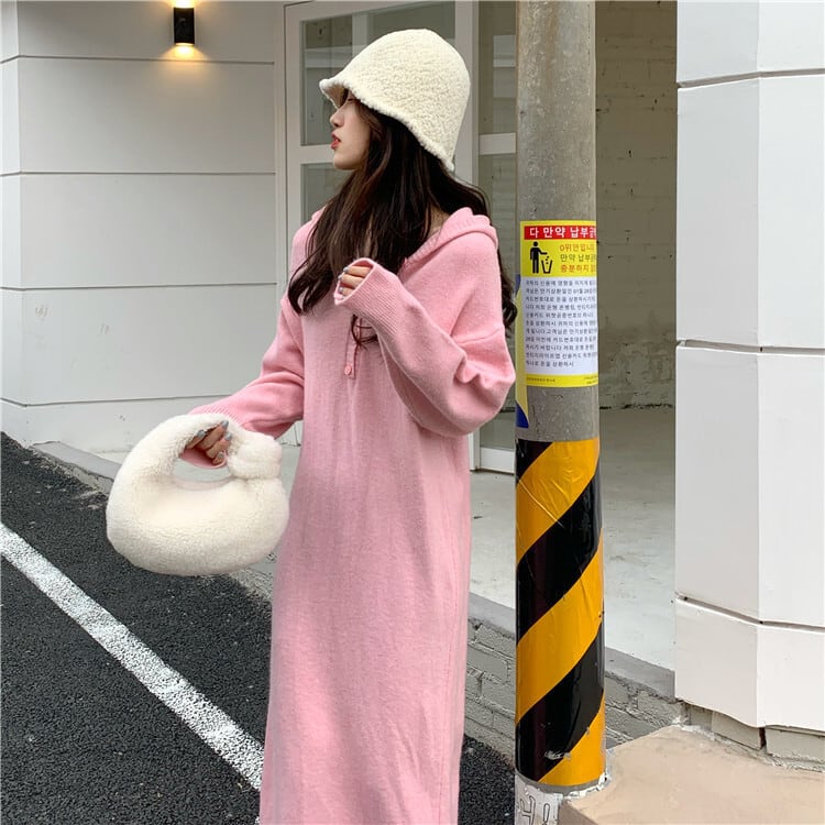 【dress】フード付きニットワンピース　M26936