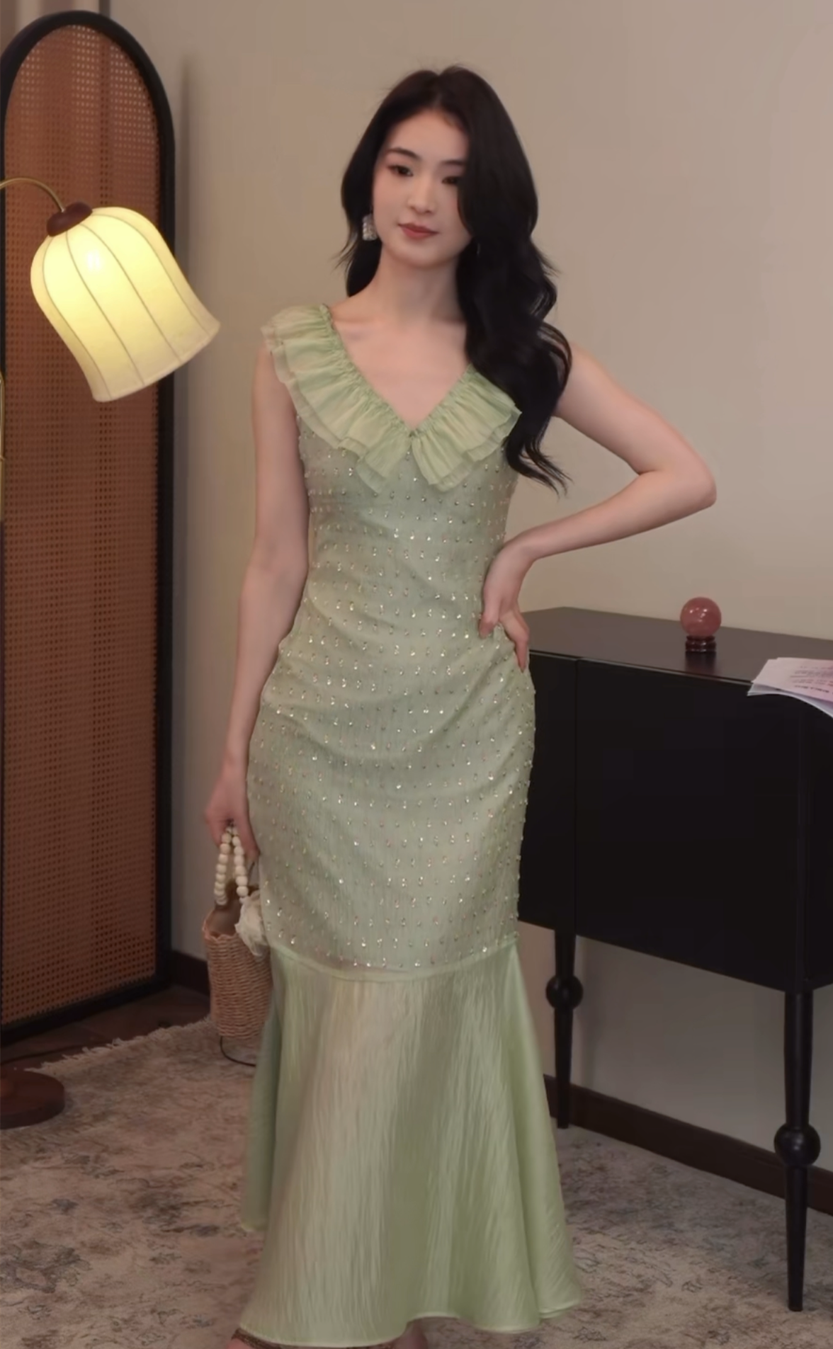 【dress】スパンコール付きマーメイドワンピース　N2987