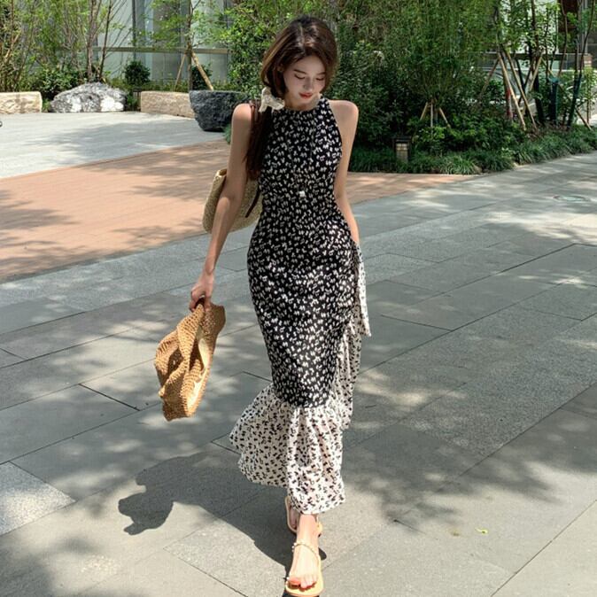 【dress】切り替え花柄ワンピース　M24343