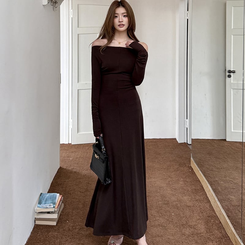 【dress】オフショルロングワンピース Q6924