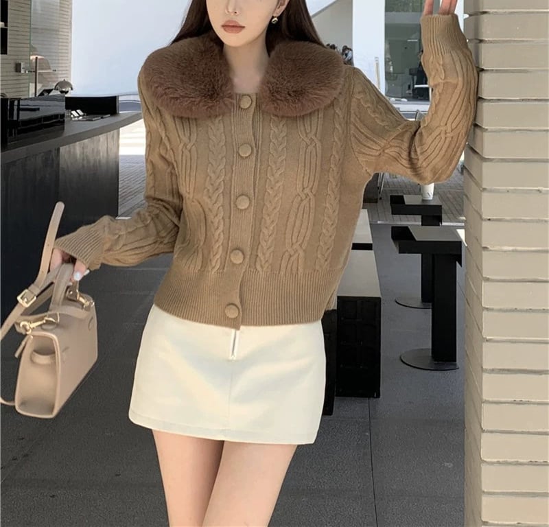 【outer】ファーニットカーデ　M26201