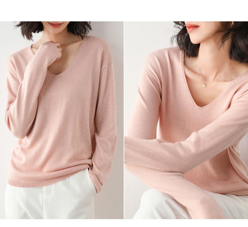 【tops】Vネックニットプルオーバー　M19161