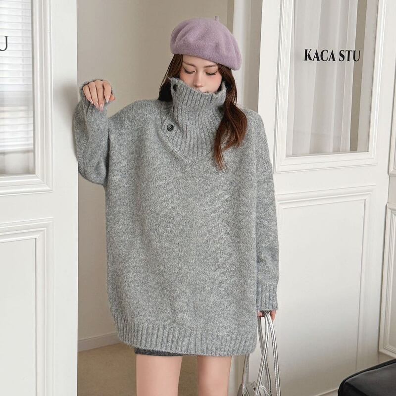 【tops】ハイネックニットトップス Q7033