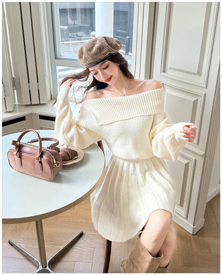 【dress】ボートネックニットワンピース　M27486