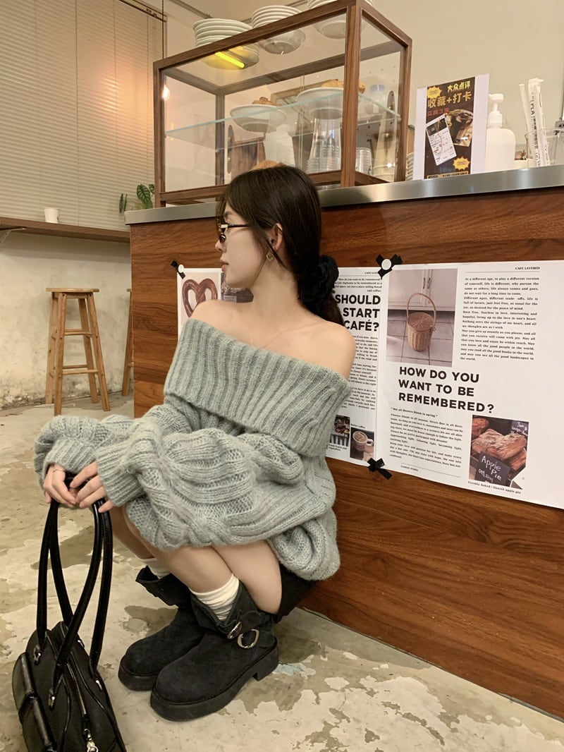【tops】ボートネックニットセーター　M27457