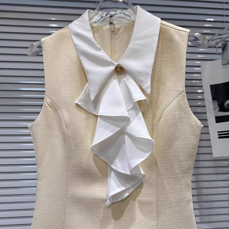 【dress】3色展開ベストワンピース Q7890