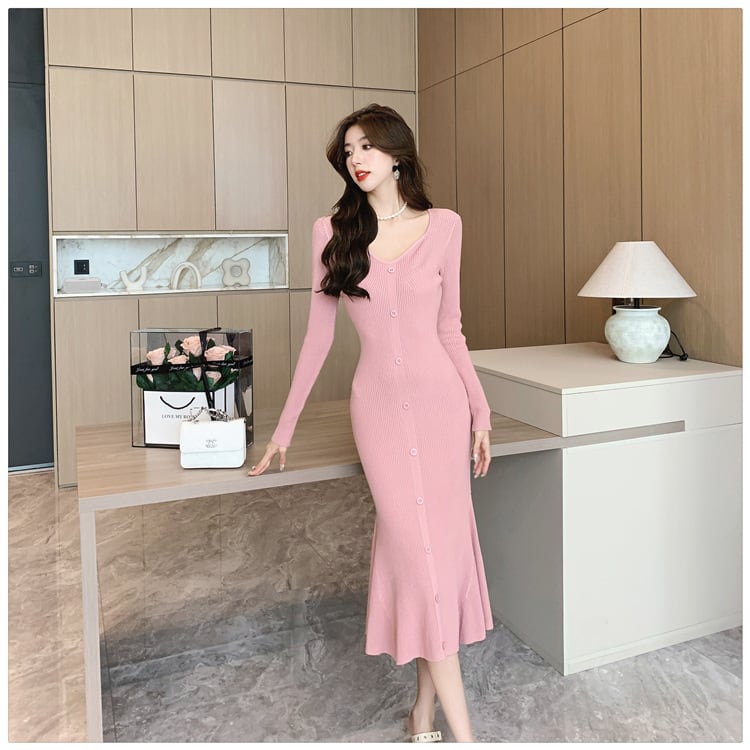 【dress】マーメイドニットワンピース　M28242