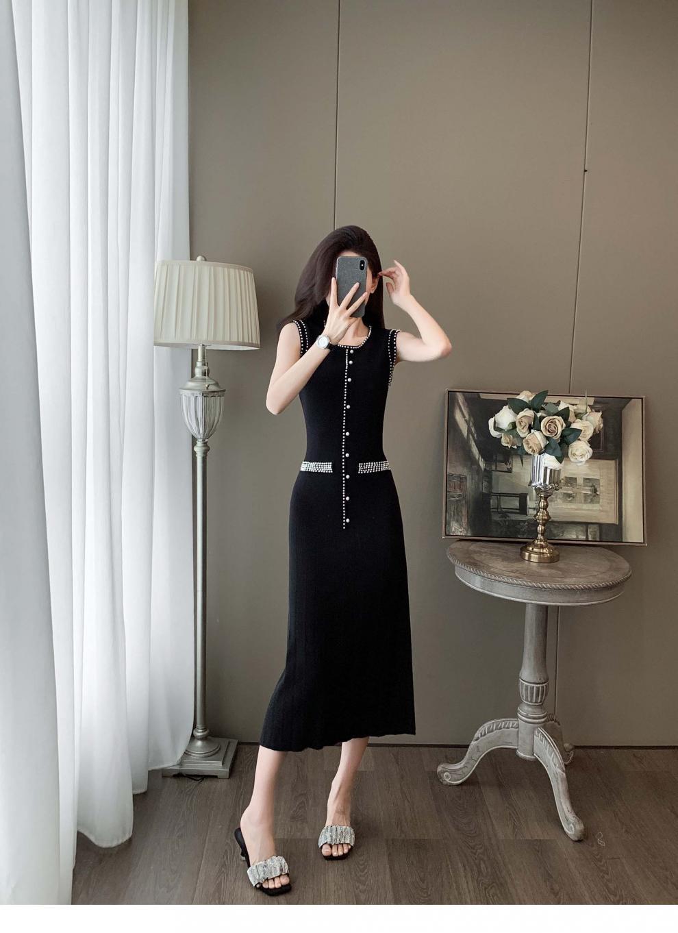 【dress】パールノースリーブニットワンピース　M24911