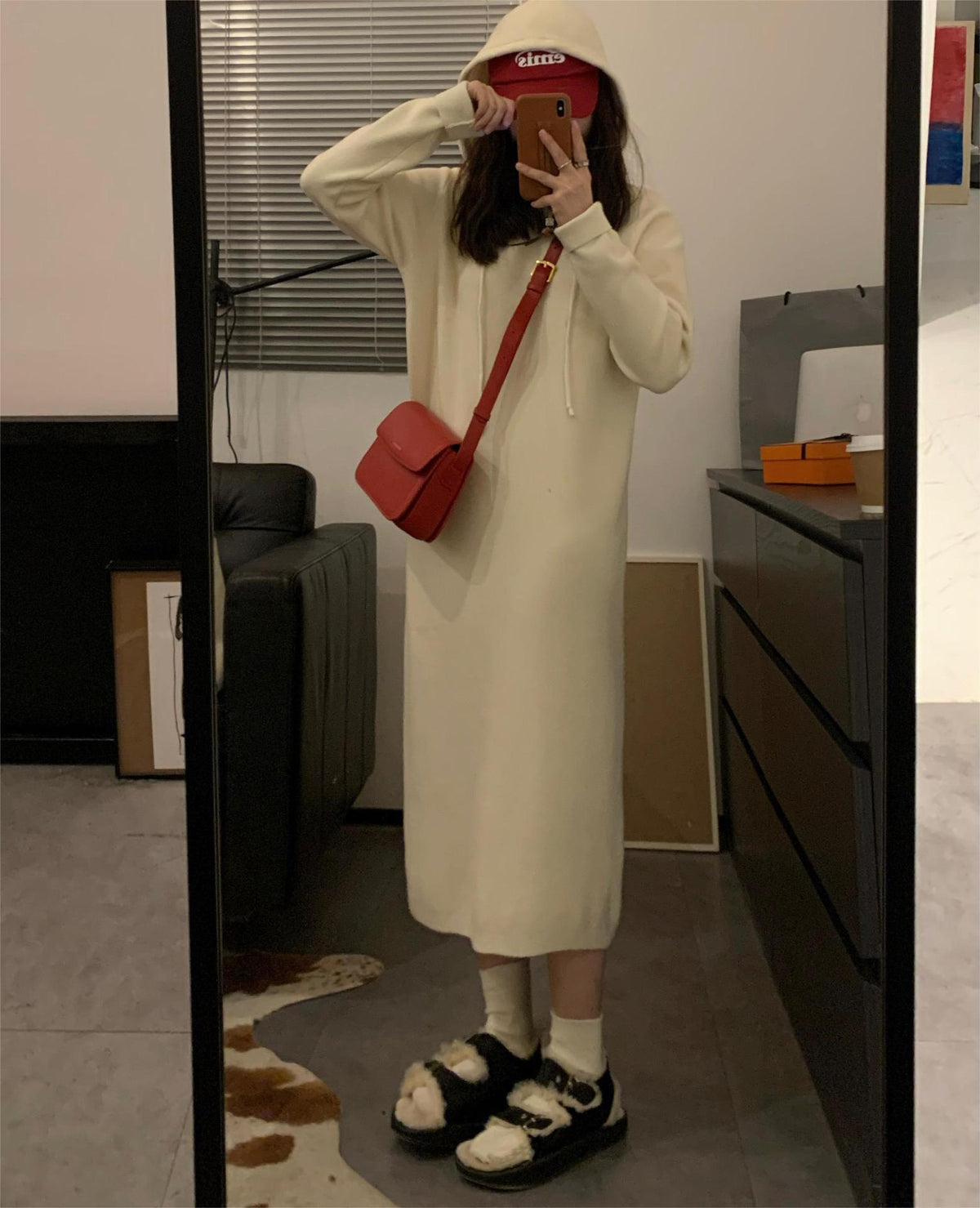 【dress】フード付きニットワンピース　M27246