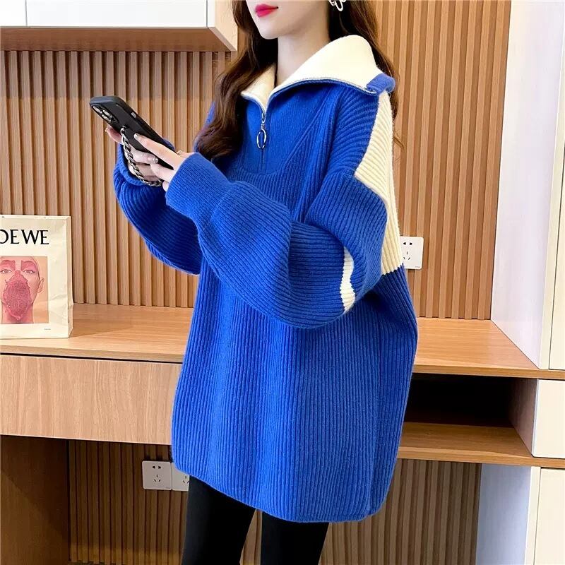 【tops】ファスナー配色ニットセーター　M19180