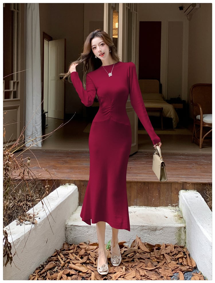 【dress】マーメイドニットワンピース　M25367