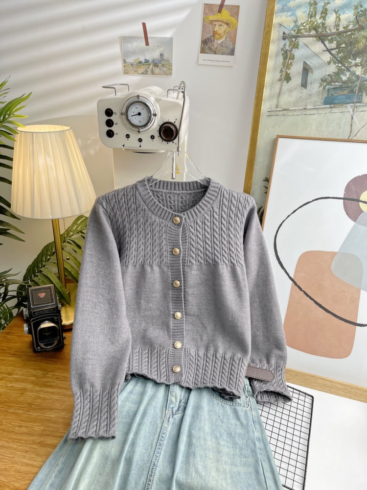 【outer】クルーネックニットカーデ　M25884