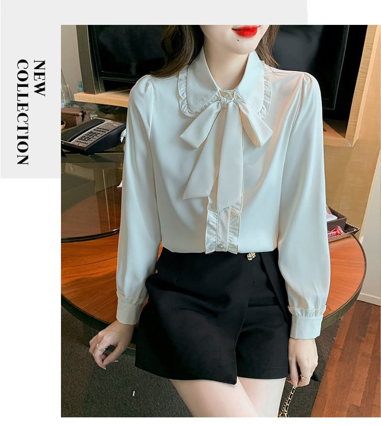 【tops】リボン付きシャツトップス　M28974