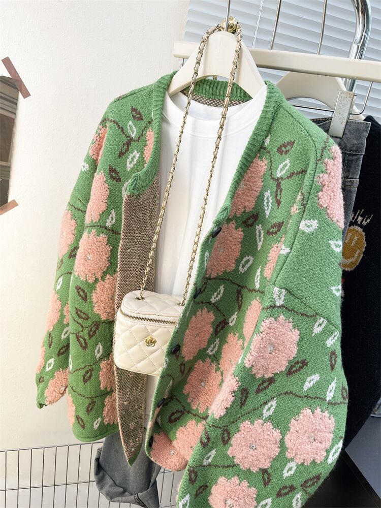 【outer】ジャカードニットカーデ　M28934