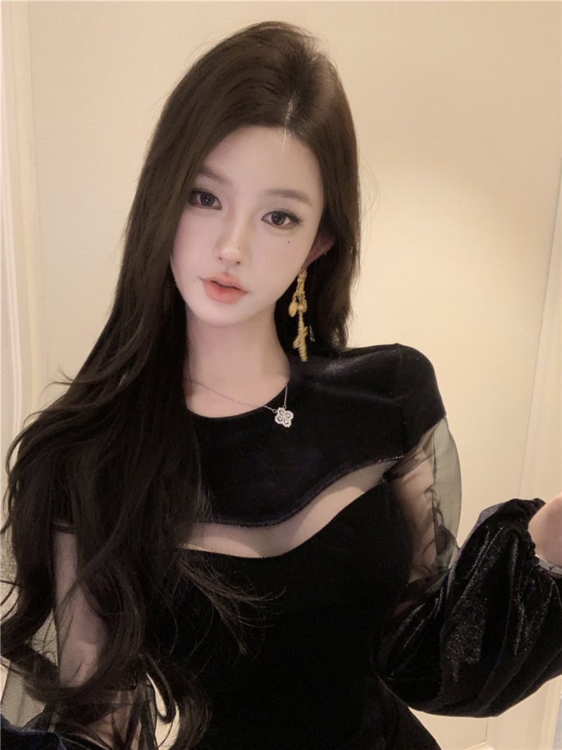 【dress】チュールドッキングミニワンピース　N2952