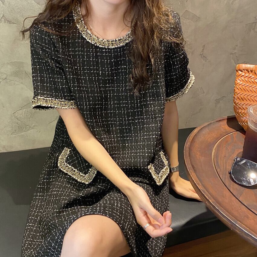 【dress】シンプル好感度UP!気質満点ラウンドネック エレガントファッションワンピース G0328