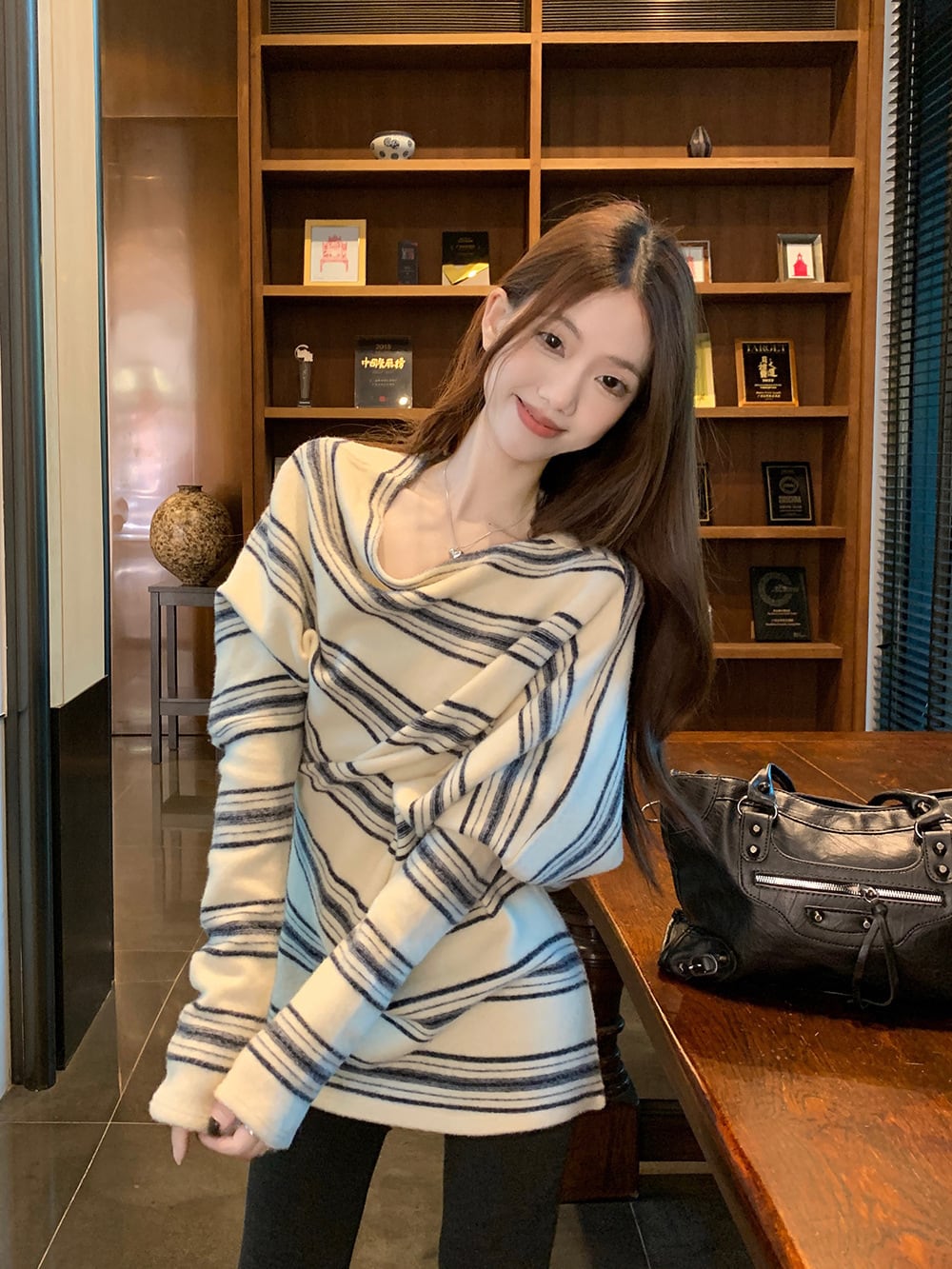【dress】ボーダー柄ニットワンピース　M28976