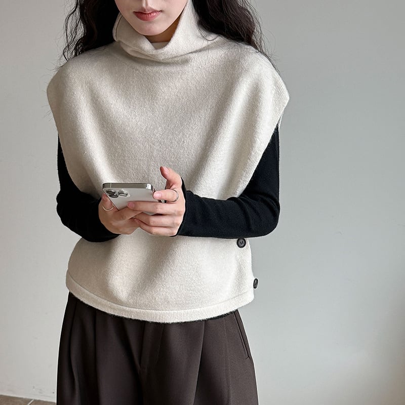 【outer】ハイネックニットベスト Q7095