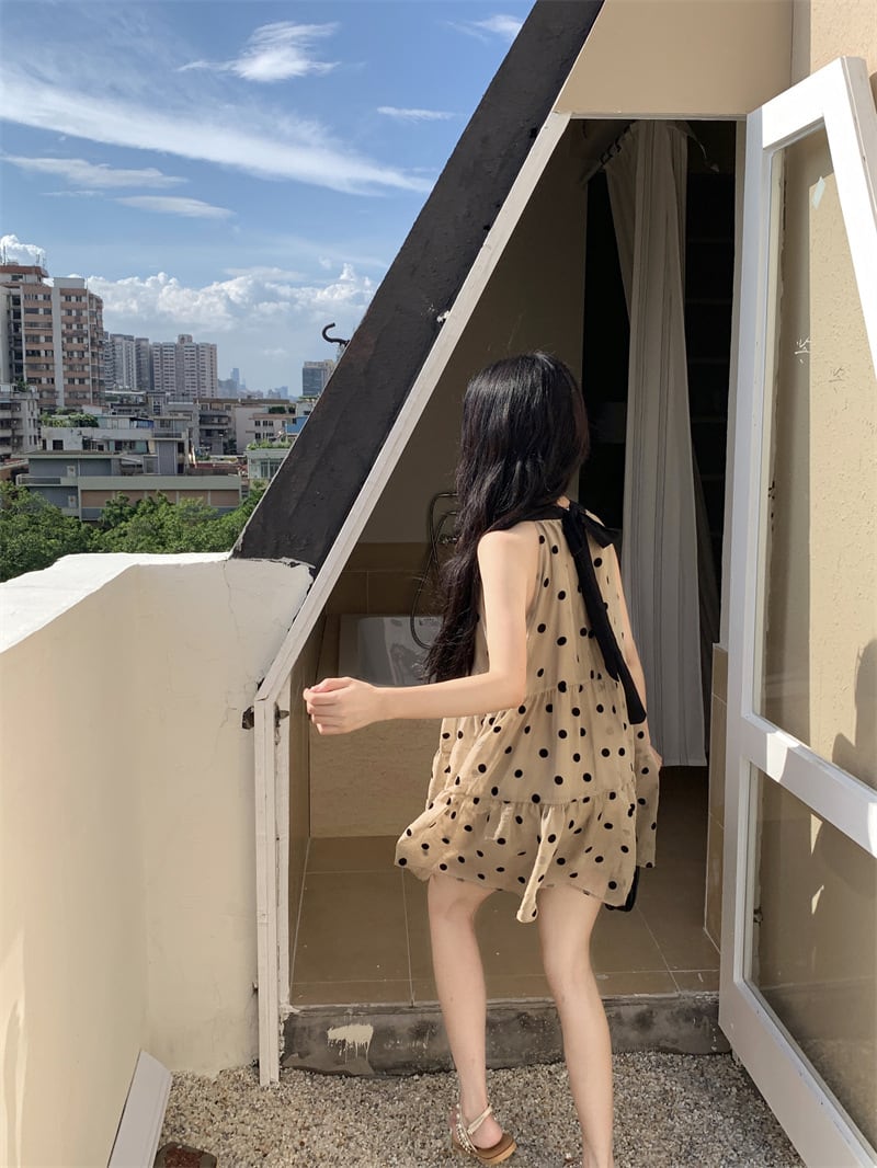 【dress】ノースリーブドット柄ワンピース　M24615