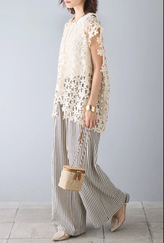 【tops】カットワークトップス　M24051