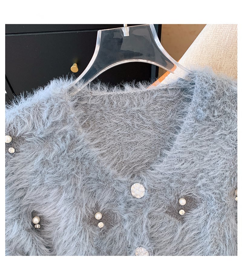 【outer】パールビジューニットカーデ　M27838