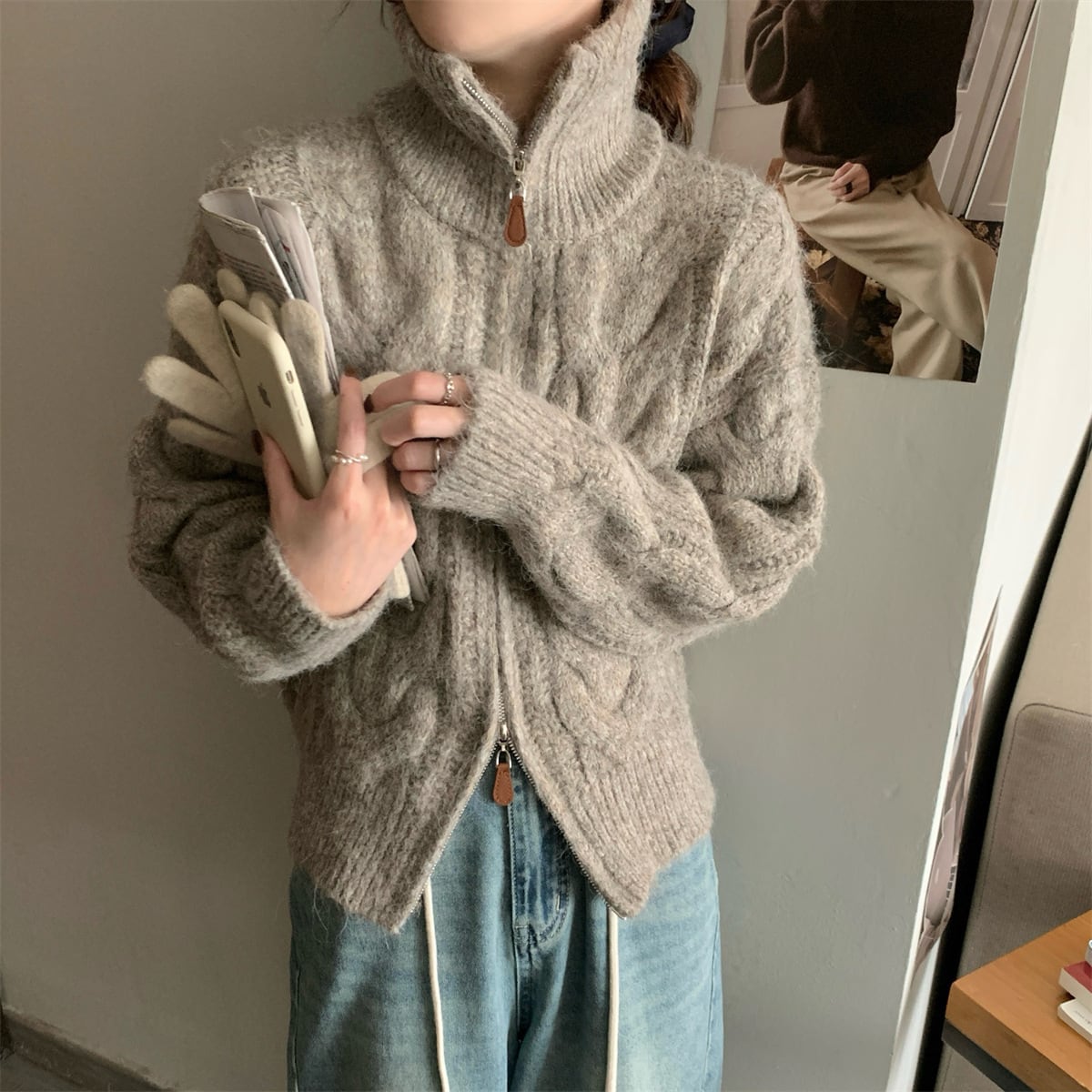 【outer】Wジップニットカーデ　M27741