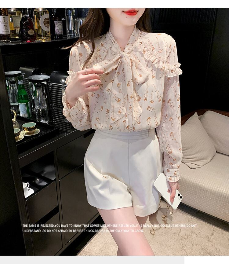 【tops】リボン付きシャツトップス　M18727