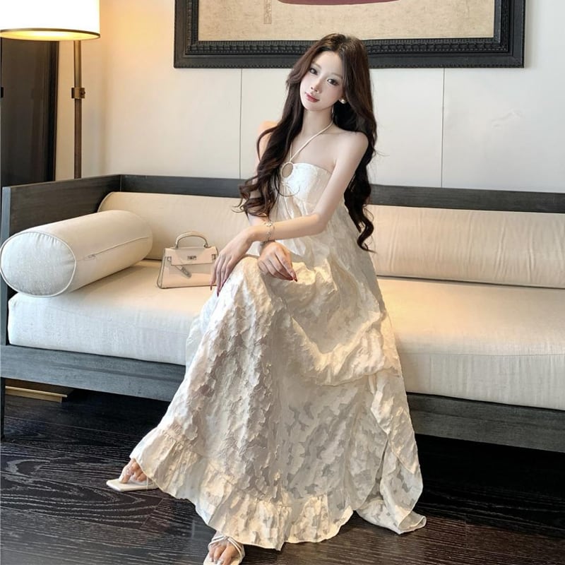 【dress】ホルターネックロングワンピース Q8184