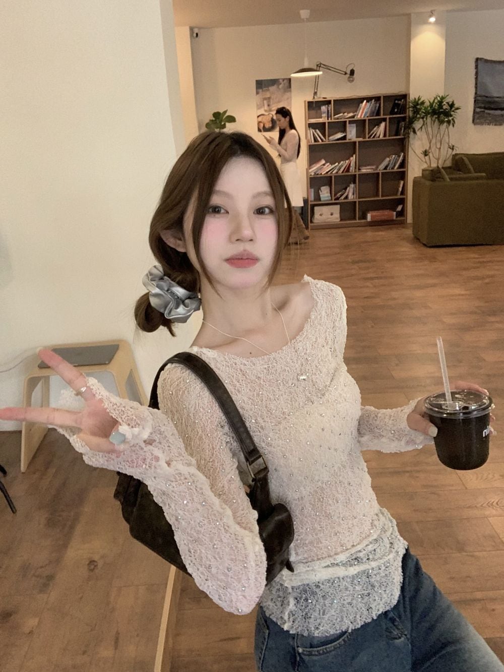 【tops】レースカットワークトップス　M25036
