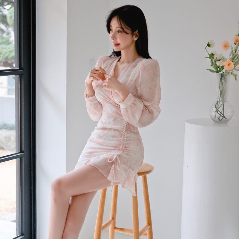 【dress】Vネックギャザーフリルワンピース G21273