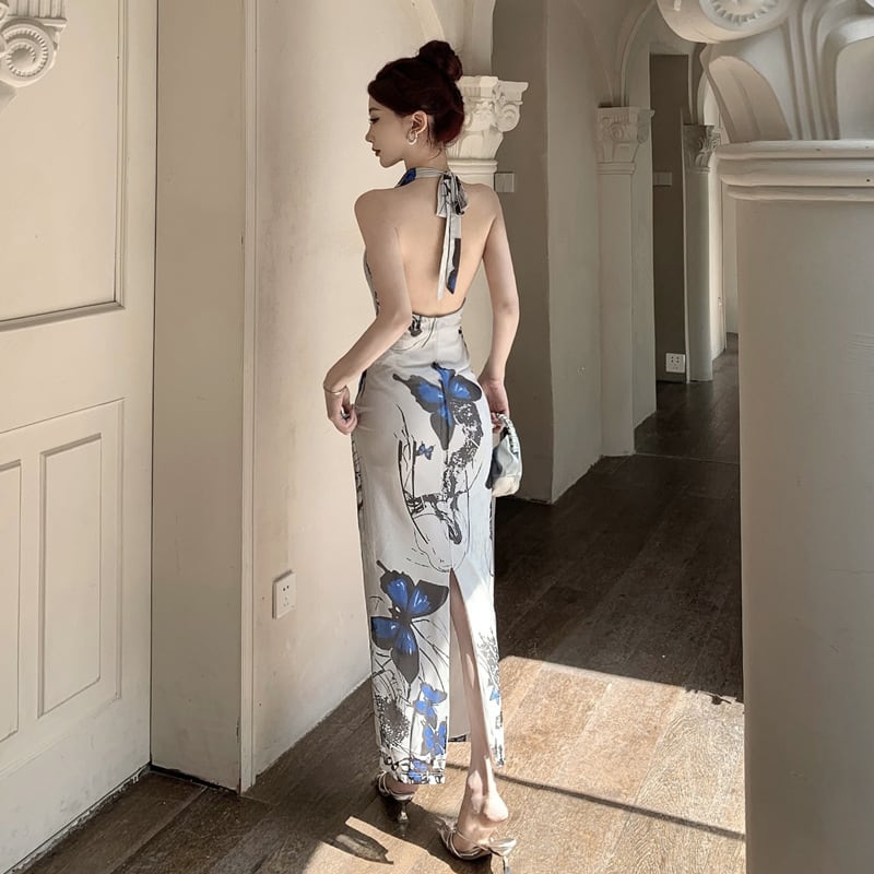 【dress】ホルターネックバックで綺麗ワンピース G21258