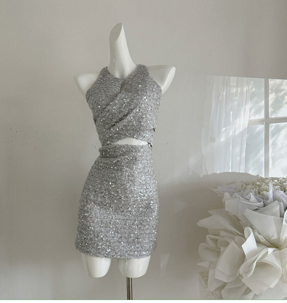 【dress】ノースリーブキラキラワンピース　M23971